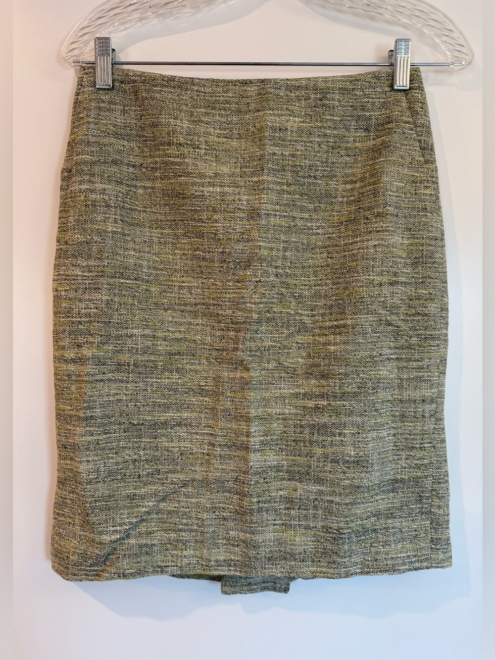 Ann Taylor Olive Green Tweed Pencil Skirt (Size 2)